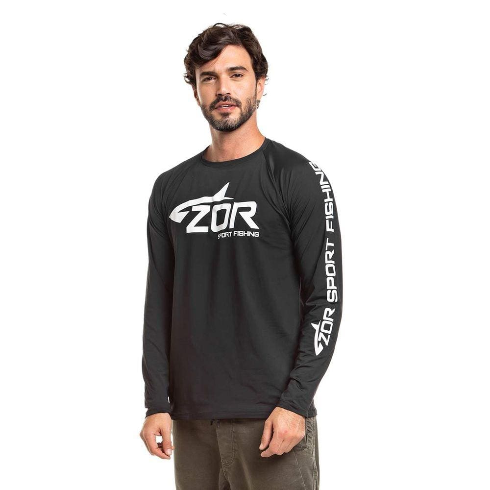 Camiseta Manga Longa Zor Sport Fishing CRZM-006 Poliamida e Elastano Slim Black