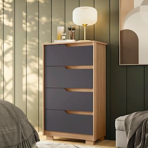 Cômoda 4 Gavetas Doble Albatroz Móveis Marrom/Titanium