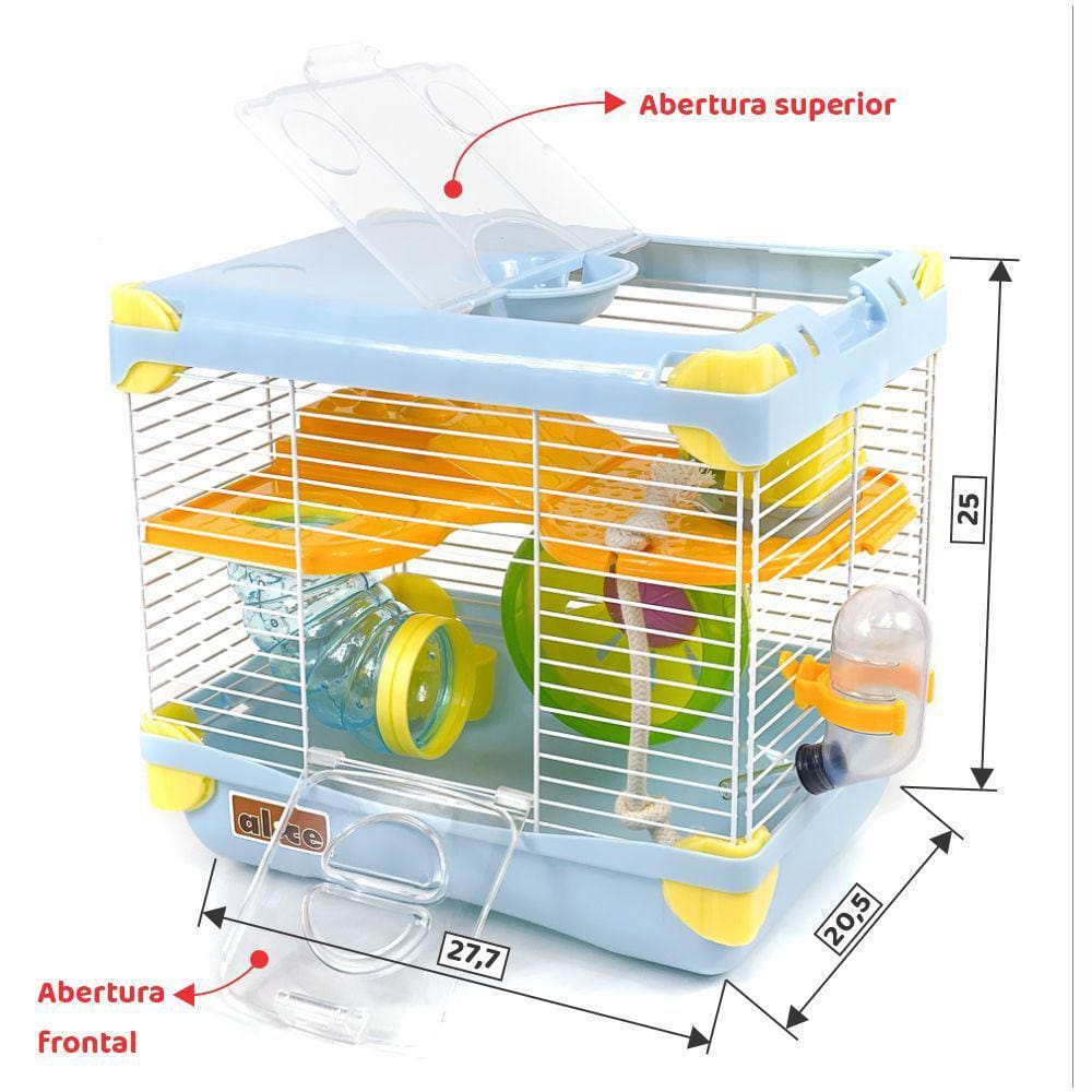 Gaiola para Hamster multifuncional, um andar, com casa, roda giratória, túnel e corda