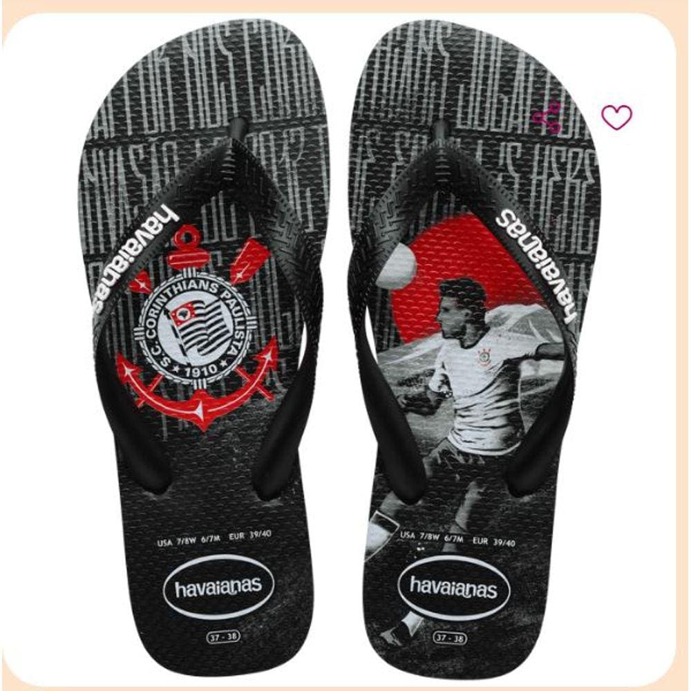 Chinelo Havaianas Times Corinthians 37/38