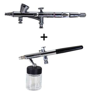 Kit Aerógrafo Dupla Ação Bico 0.2mm/0.3mm/2ml Aerógrafo De Sucção