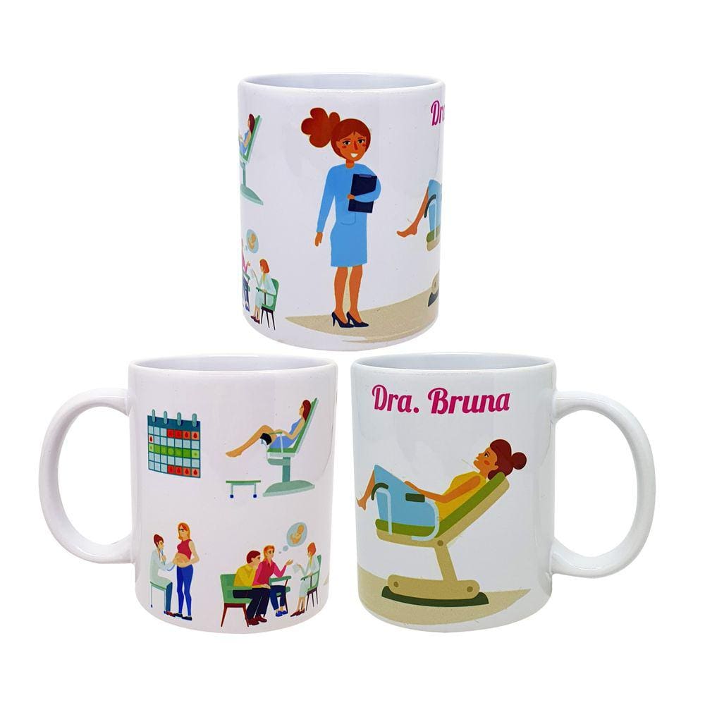 Caneca Branca Personalizada Profissão Carreira Ginecologista
