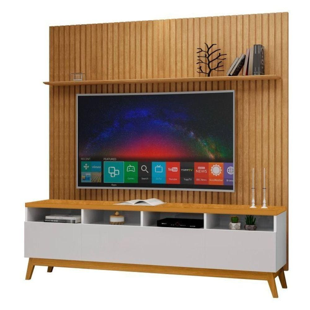 Painel com Rack 218 Cm Supremo Marrom/Off White