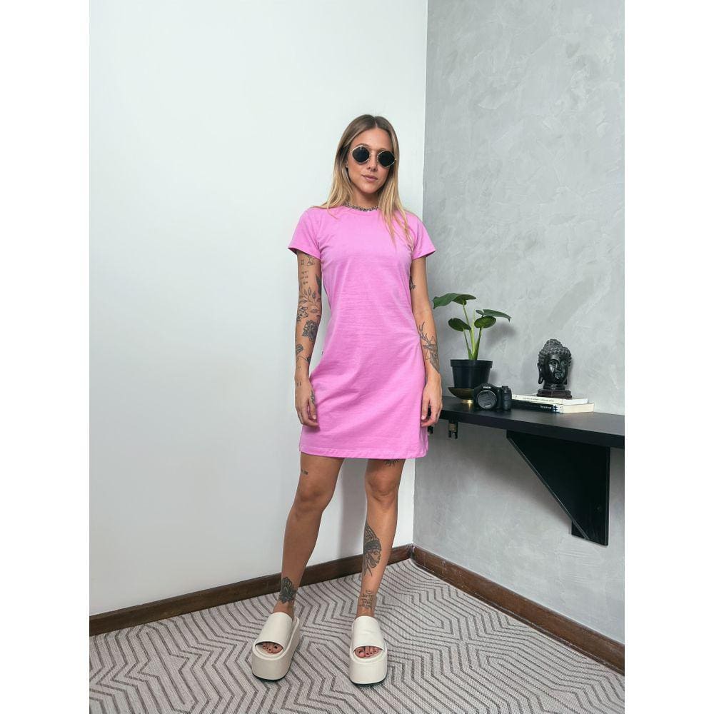 Vestido T-Shirt Camiseta~o Aveloz Rosa Blush