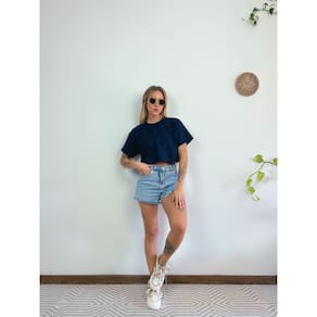 Camiseta Aveloz Feminina Cropped Azul Marinho