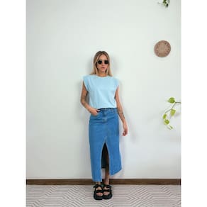 Camiseta Aveloz Feminina Muscle Tee com elástico Azul Claro