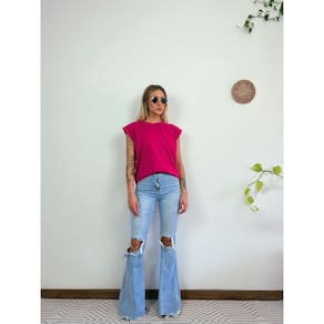 Regata Feminina Aveloz Ombro Cai´do- Rosa Pink