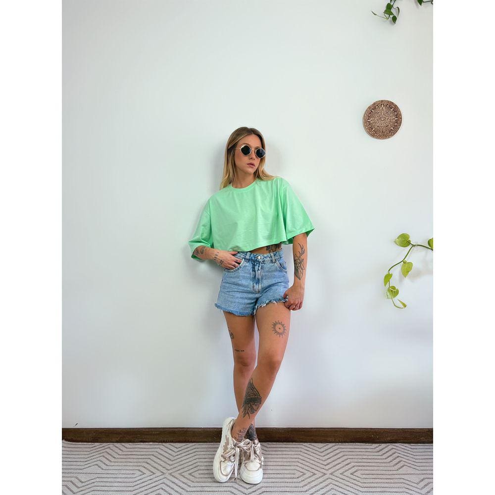 Camiseta Cropped Oversized Aveloz- Verde