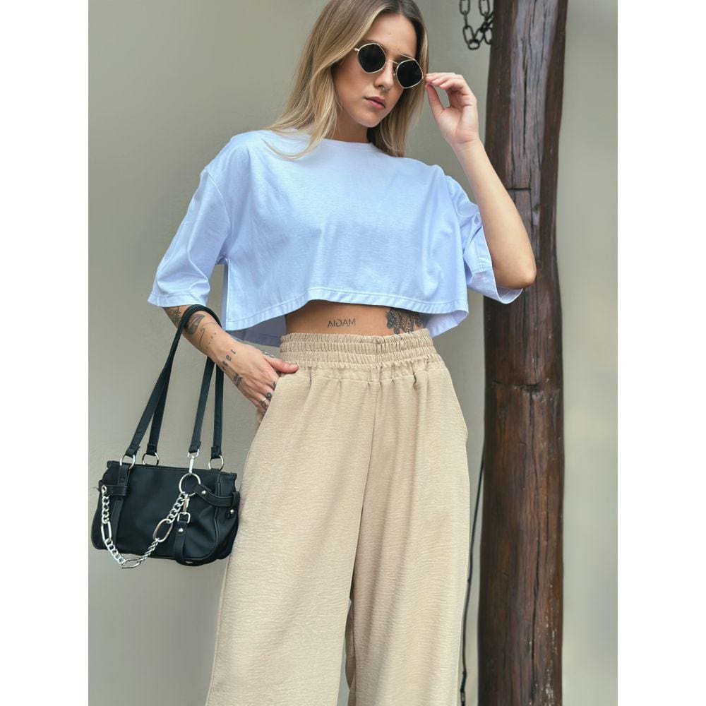 Camiseta Cropped Oversized Aveloz-Branca