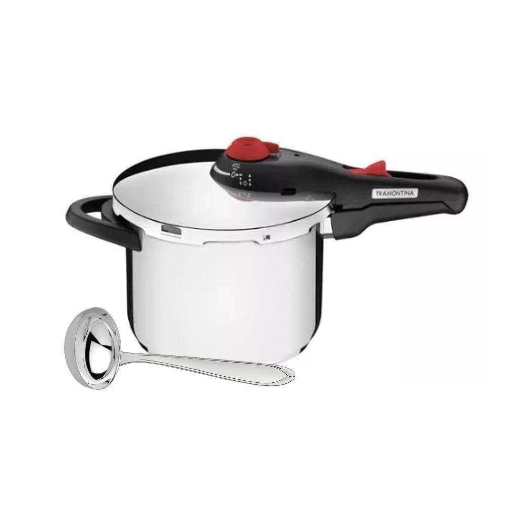 Conjunto de Panela de Pressão 6l Linha Solar e Concha Para Feijão Laguna em Aço Inox Tramontina