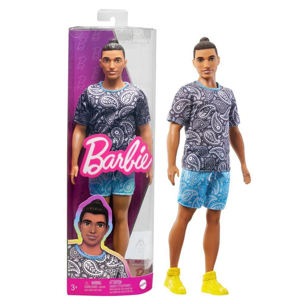 Boneca fashion Barbie Fashionistas Ken com cabelo castanho e coque masculino