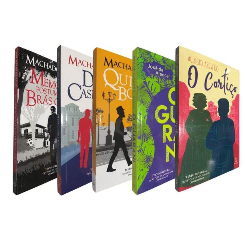 5X Livros Físicos Clássicos Brasileiros Dom Casmurro Quincas Borba O Guarani O Cortiço Memórias Póstumas de Brás Cubas