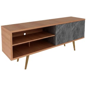 Rack Para Tv 55 Pol 160 Cm 2 Portas R1482 Amendoa Marmore Lunar Tecno Mobili Amendoa Marmore Lunar