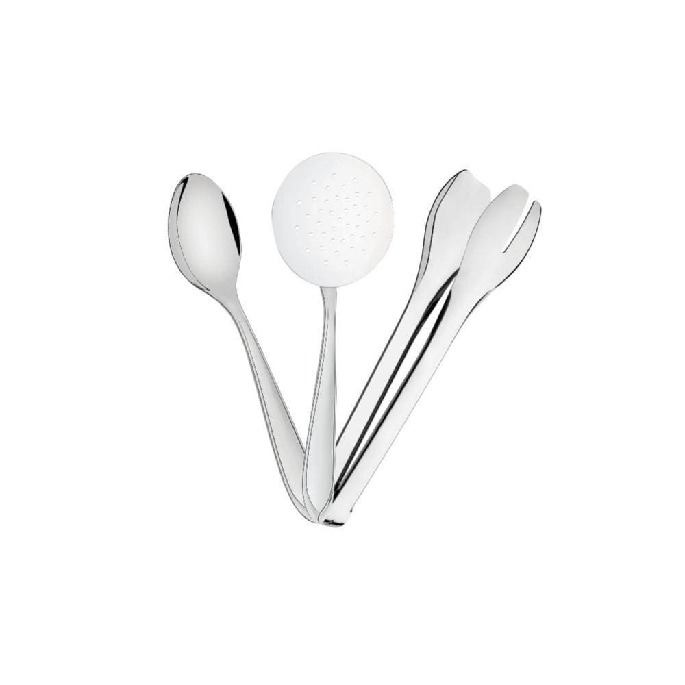 Conjunto Self-service Espumadeira Escumadeira, Colher Para Arroz Laguna e Pegador Universal Utility em Aço Inox Tramontina