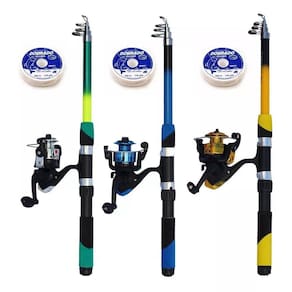 Kit 3 Varas De Pesca Com Molinete Ultra Light Cores Diversas