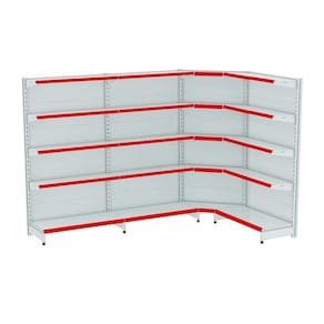 Gondola Parede 202 Amapa FIT Kit 3 Metros 1 Canto Porta etiqueta Vermelho Amapá
