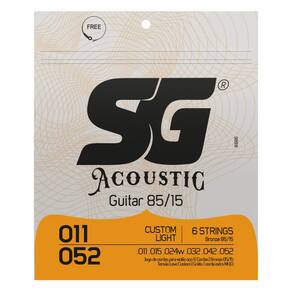Encordoamento 011 Aço Bronze Tensão Leve 85/15 para Violão Aço - SG Acoustic