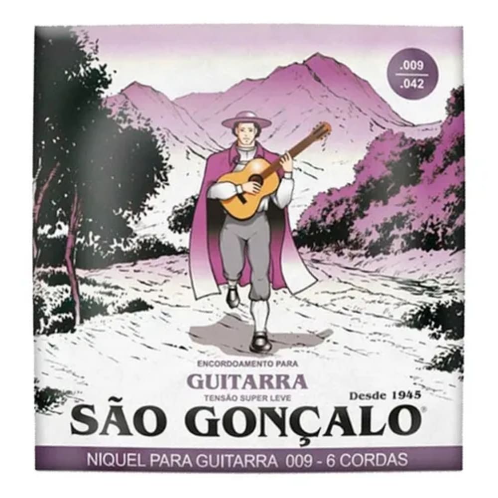 Encordoamento Níquel 009 Tensão Super Leve para Guitarra - SÃO GONÇALO