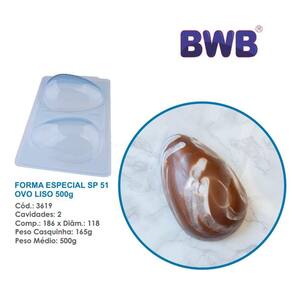 2 Formas especial 3 partes c/ silicone p/ ovo de pascoa liso 500g bwb 3619 sp 51
