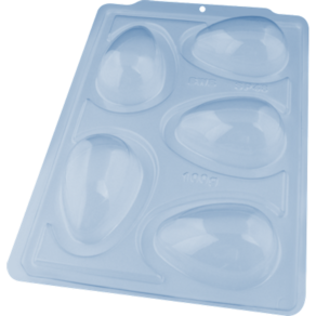 2 Formas especial p/ ovo de pascoa liso 100g 3 partes c/ silicone bwb 3615 sp 48