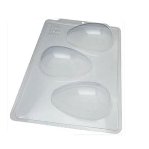 2 Formas especial p/ ovo de pascoa liso 250g 3 partes c/ silicone bwb 3617 sp 49