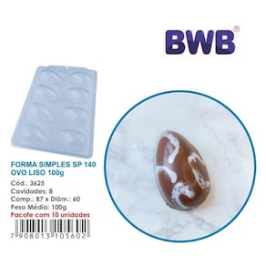 Forma Ovo de Páscoa 100g simples bwb 3625 sp 140 8 cavidades