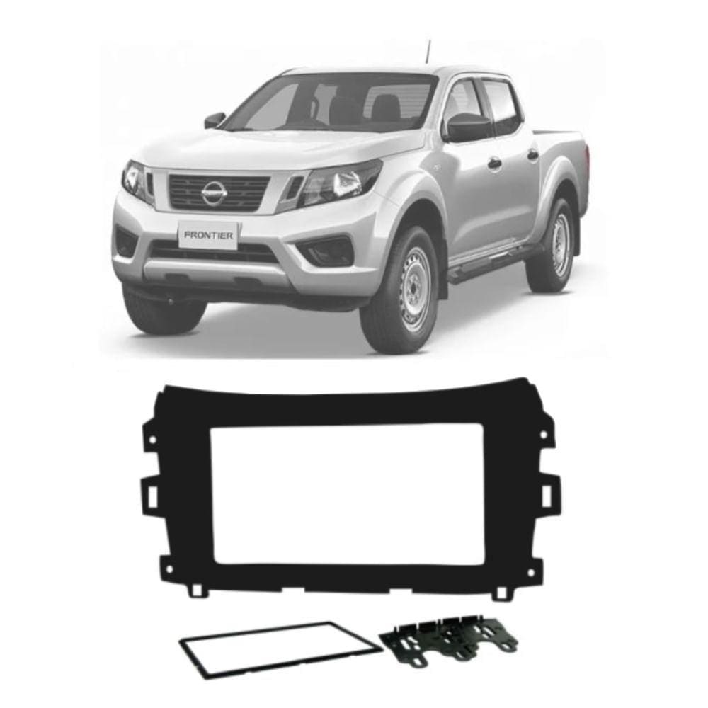 Moldura 2 Din Fiamon Nissan Frontier 2017 até 2021 Preta