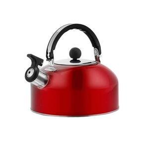 Chaleira Inox Vermelha 2 Litros com Apito - Aço Inox, Alça