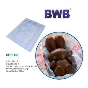 Forma Coelho Especial 550g c/ silicone 3 partes pascoa bwb 10525 Tradicional