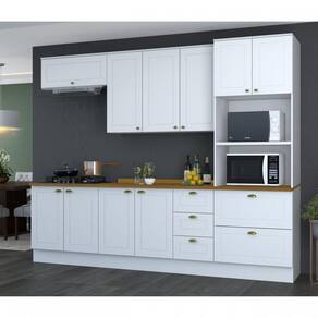 Cozinha Completa 5 Peças 10 Portas 4 Gavetas Emily Espresso Móveis Branco HP/Marrom
