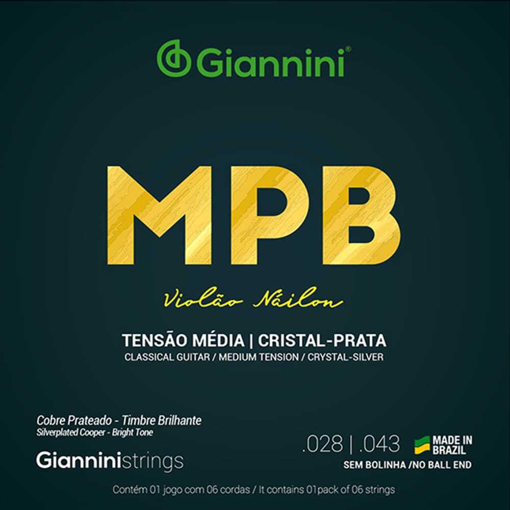 Encordoamento GIANNINI MPB para Violão Nylon - CRISTAL/PRATA - GENWS