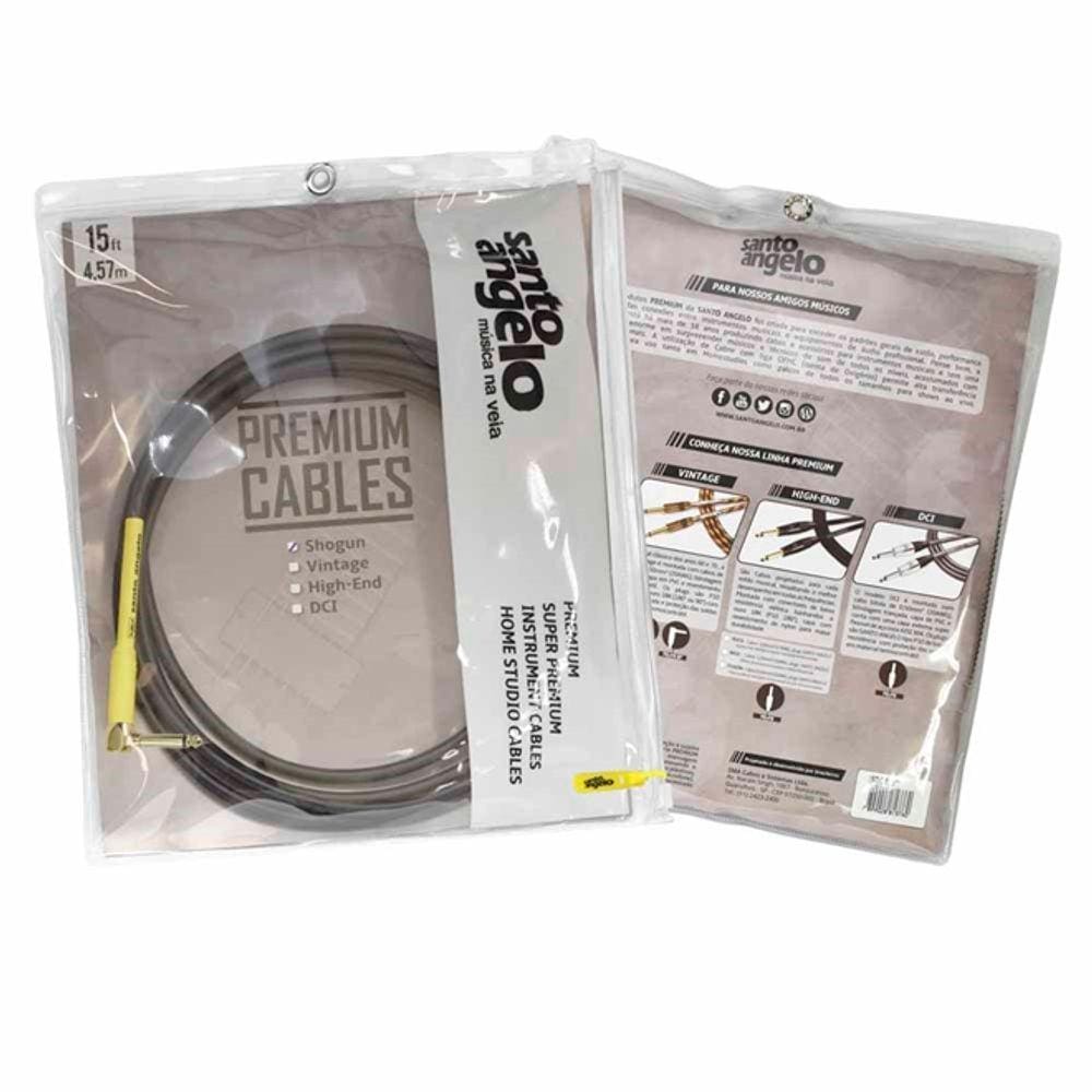 Cabo Premium Para Instrumentos 0,75MM com Conectores P10 Ouro Modelo SHOGUN 4.57 Metros - SANTO ANGELO