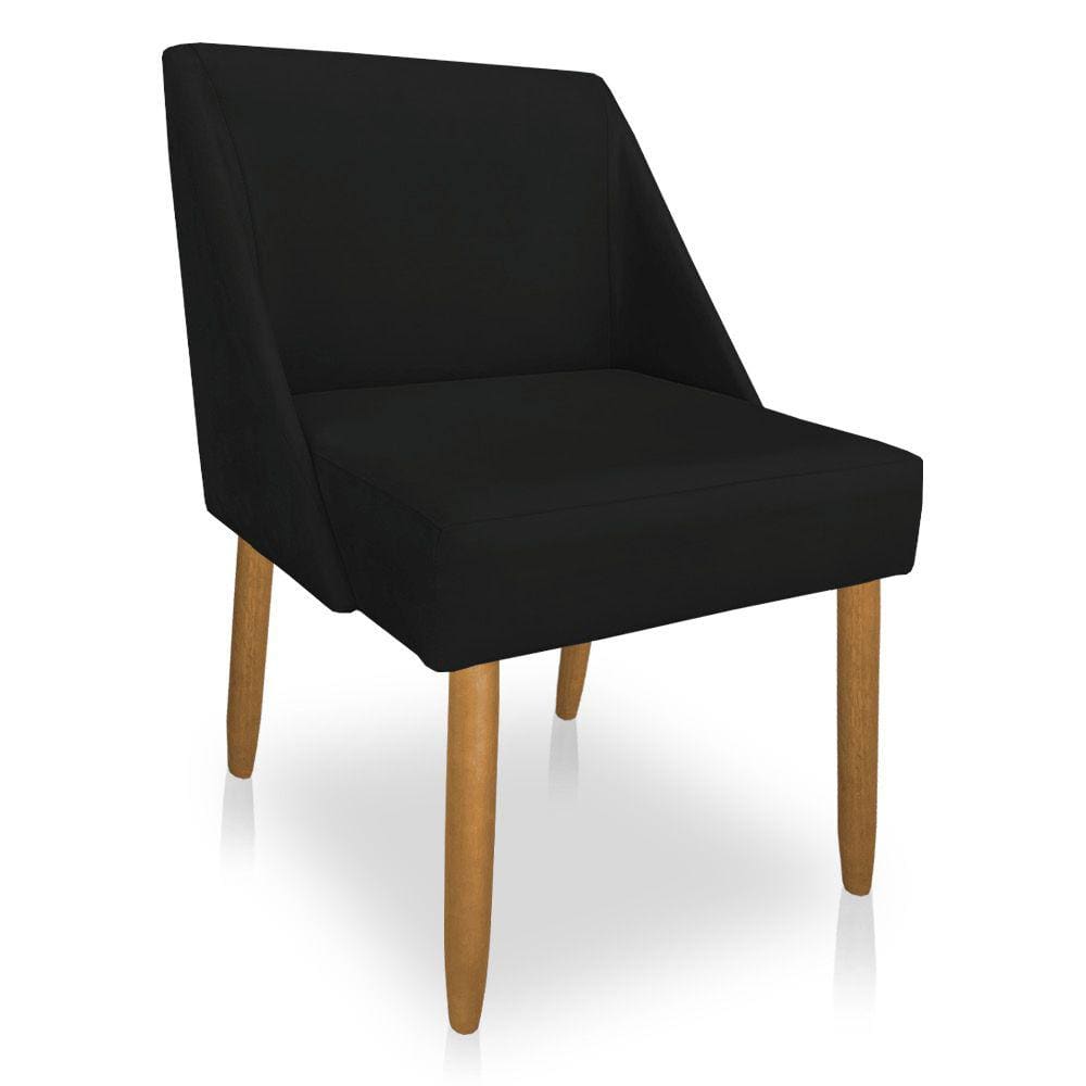 Cadeira Poltona Juliana Suede Preto Pés Palito Castanho - Pallazio