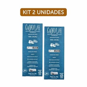 Kit 2X: Chocolate 70% Cacau Açúcar Coco Orgânico Chokolah