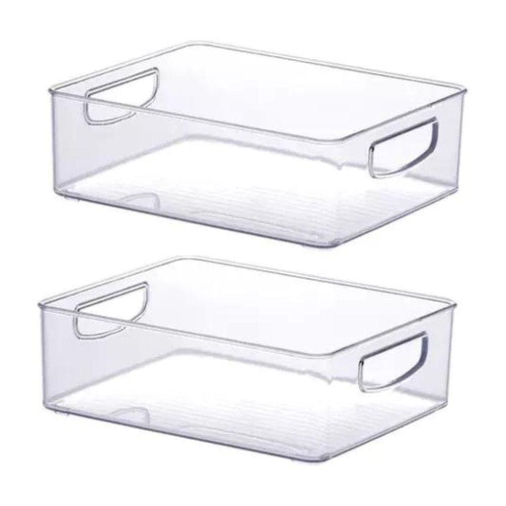 2 Organizador Acrílico Armário Geladeira 25x20x8cm