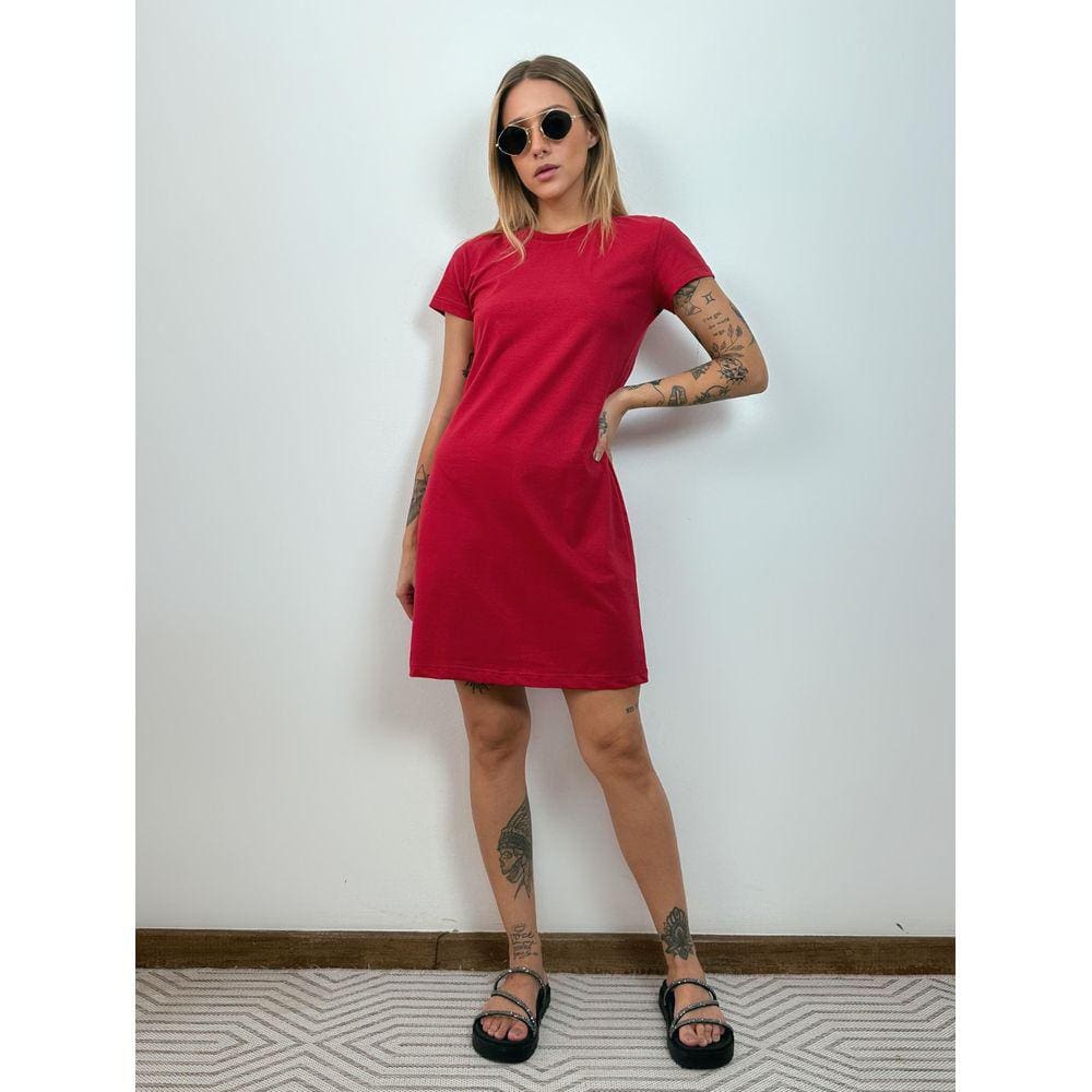 Vestido T-Shirt Camiseta~o Aveloz Bordô
