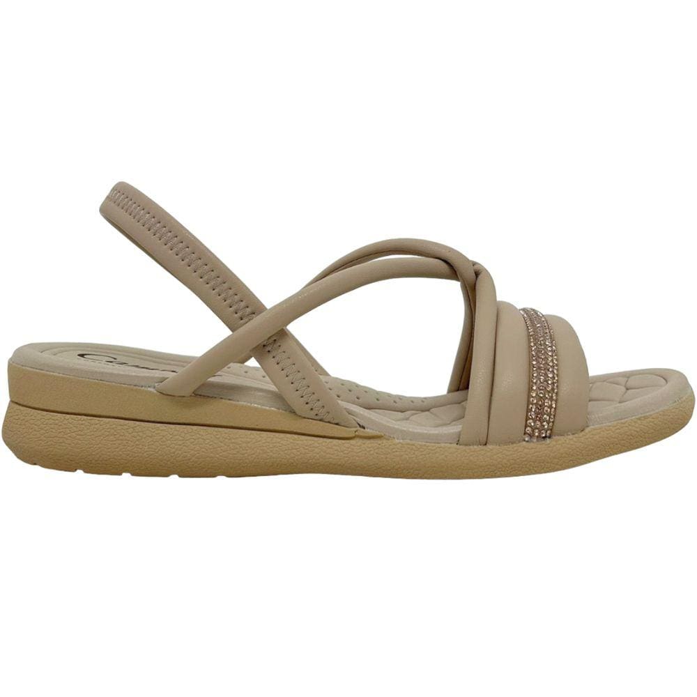 Sandália Feminina Confort Casual Dia a Dia com Strass Campesi L9712