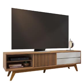 Bancada Rack Para TV 75 Polegadas 200 cm Veneza Freijo Off White Matte CLB