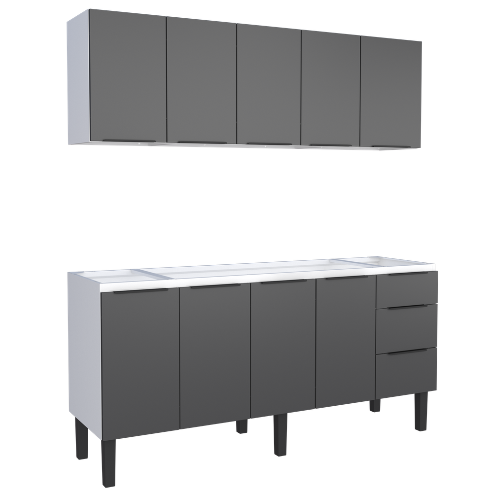 Conjunto Cozinha Jupter Gabinete- Aereo Aço 1.80 Mt Cozimax