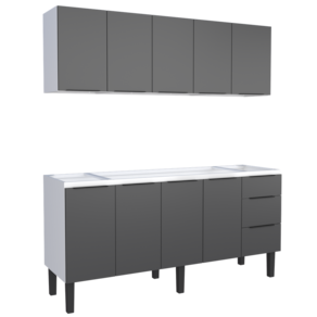 Conjunto Cozinha Jupter Gabinete- Aereo  Aço 1.80 Mt Cozimax