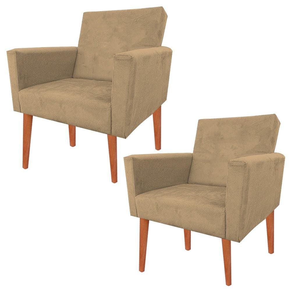 Kit 2 Cadeira Poltrona Consultório Escritório Recepção Reforçadas Nina Capuccino