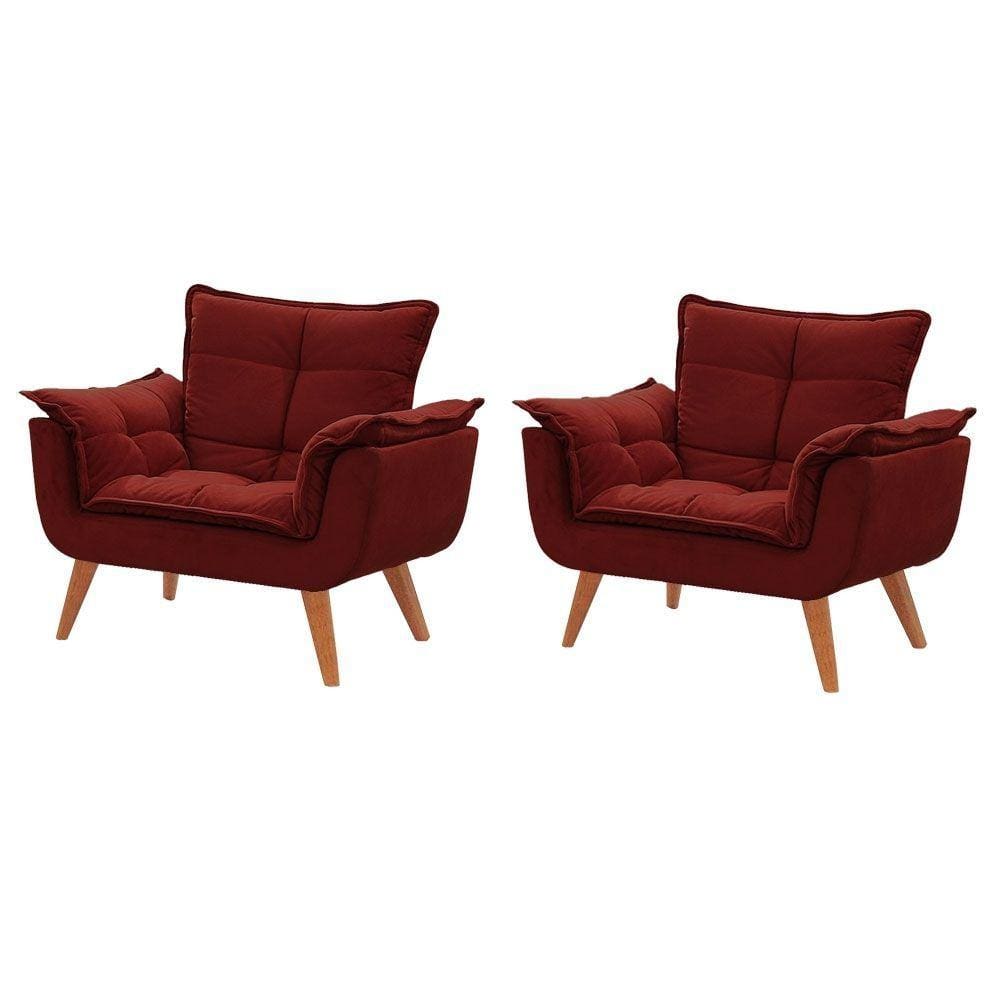 2 Poltronas Opala Vermelho Bordô