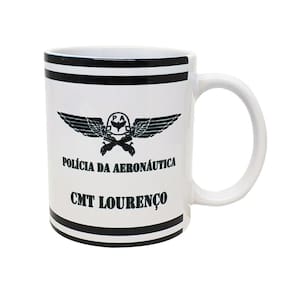 Caneca Cerâmica Branca Personalizada Polícia da Aeronáutica