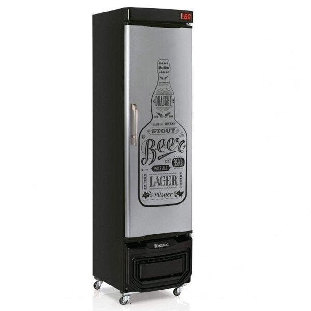 Cervejeira 228 Litros Frost Free Porta Cega Aço Tipo Inox GRB-23 E GW Gelopar Laterais Pretas 220v Preto