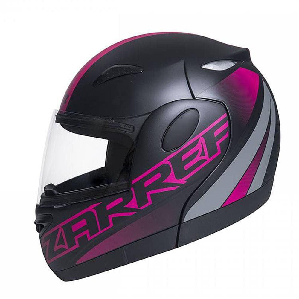 Capacete Zarref Neon V5 Preto Fosco Rosa Robocop TAM 60