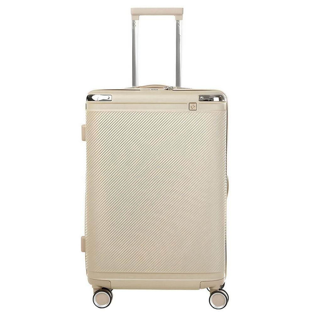 Mala De Viagem GRANDE Expansíva Rodas 360° Cadeado TSA007 Alça Lateral e Superior ABS 28 CRETA Bege CRUZEIRO