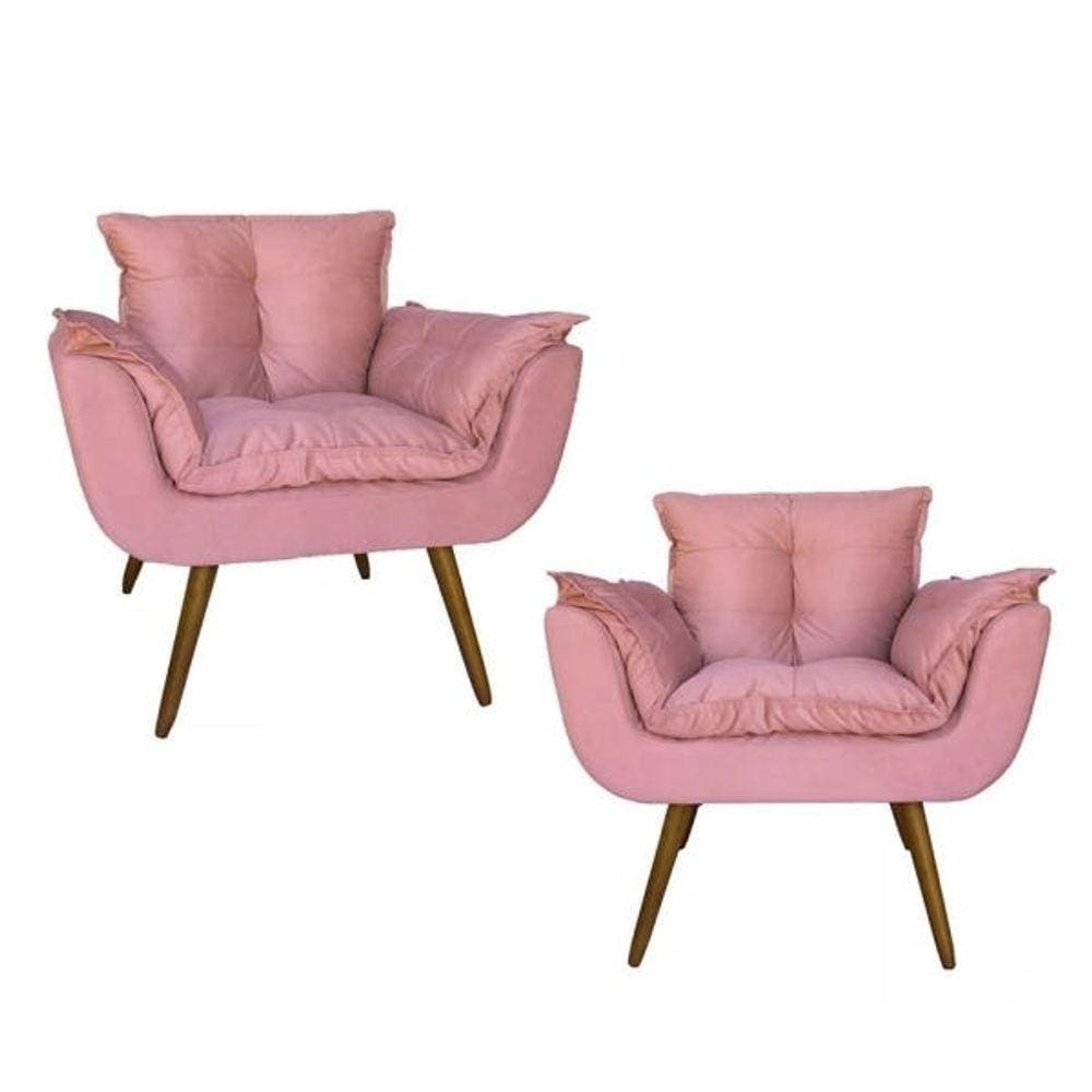 2 Poltronas Opala Suede Rosa