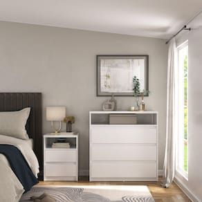 Cômoda e Mesa de Cabeceira 100% Mdf Gales Branco