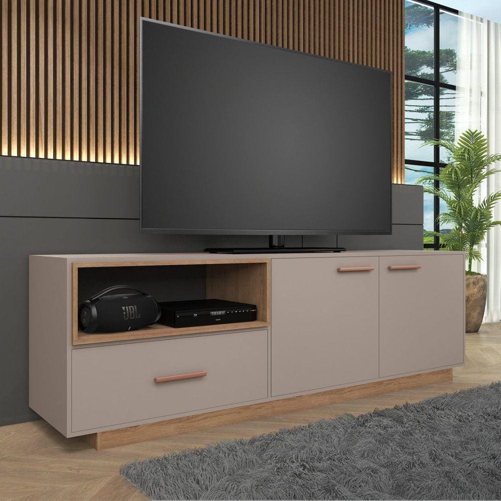 Rack para Tv 85 Polegadas 200cm Everest Cinza/Mel