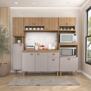 Cozinha Modulada com Tampo 5 Peças Marti Mel/Cinza